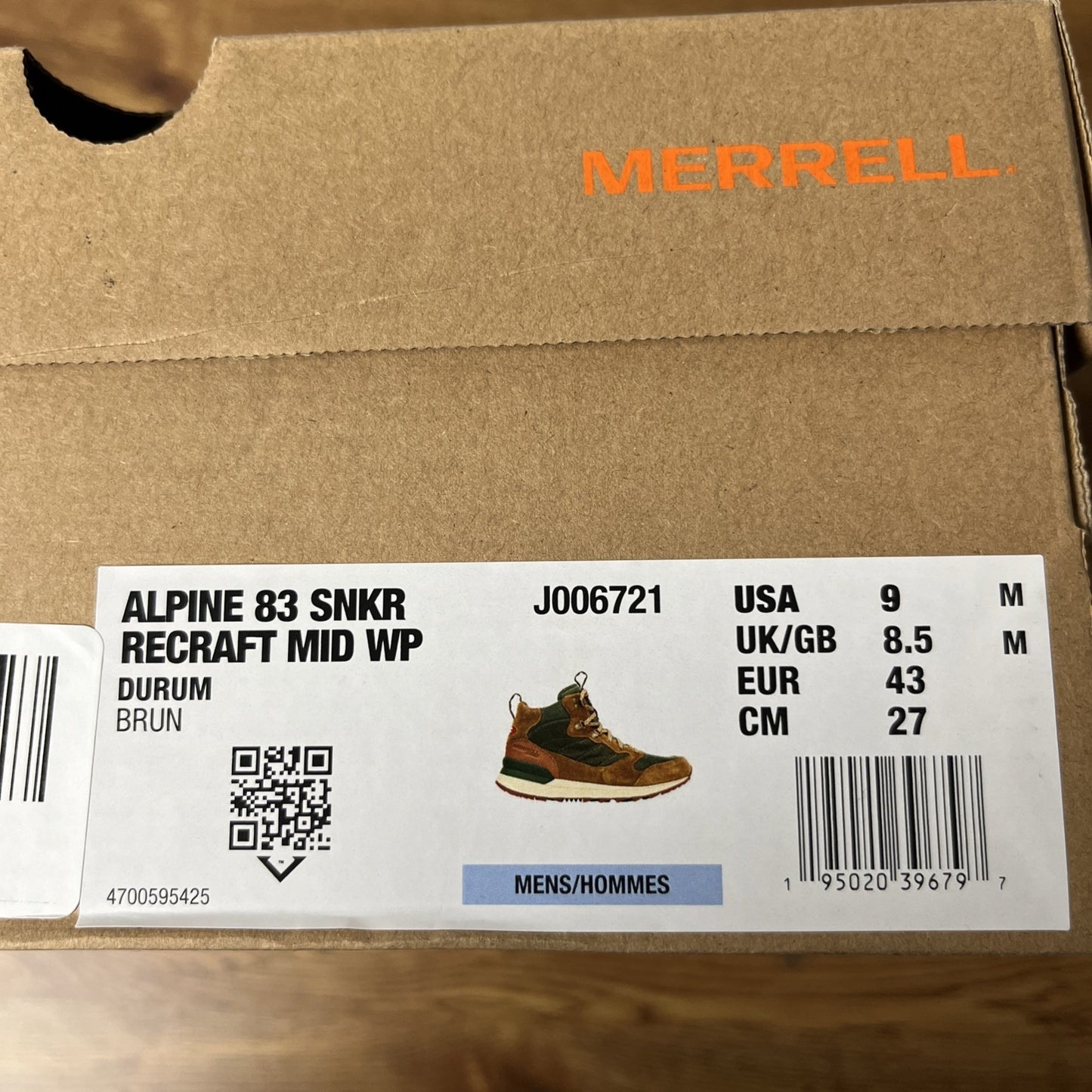 Merrell Mens Alpine 83 Recraft Sneaker Mid Waterproof Mid Durum Size 9