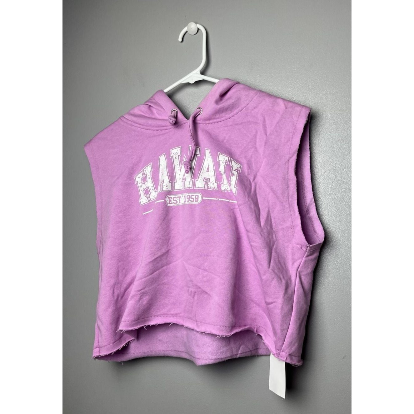 Abound NWT Fuchsia Pink Hawaii Graphic Sleeveless Hooded Pullover Sweatshirt M
