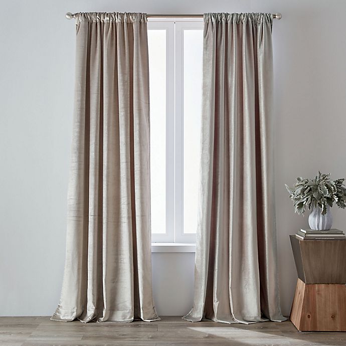 O&O by Olivia & Oliver™ Velvet 95-Inch Rod Pocket Curtain Panel in Silver - Easy Shopping Center
