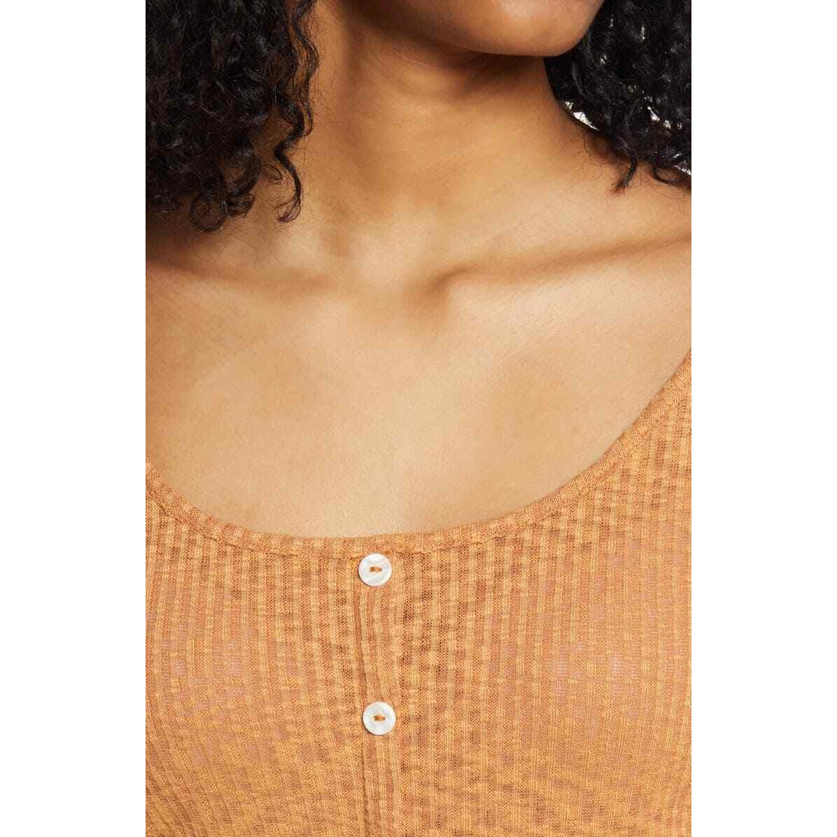 Ten Sixty Sherman Size S Women's Ribbed Crop Cardigan Brown