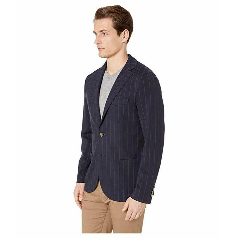 Eleventy NWT Soft Jacket / Sport Coat Size 48R Blue Gray Stripe Jersey Stretch
