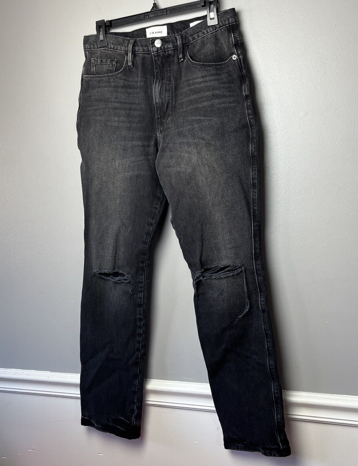 FRAME Le Sylvie Ripped High Waist Straight Leg Jeans Size 28