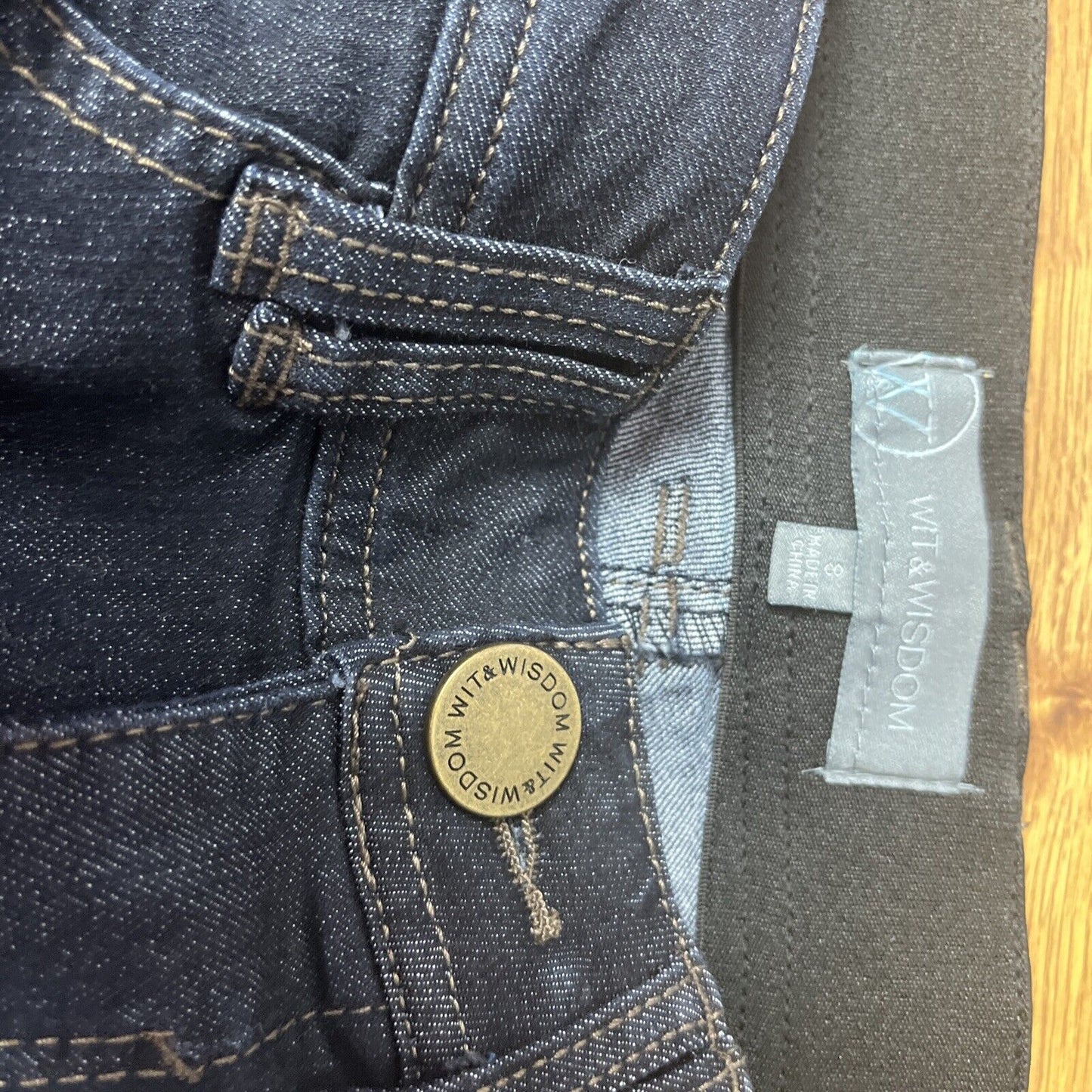 WIT & WISDOM Indigo Dark Blue 'Ab'Solution Itty Bitty Bootcut Jeans 8 Booty Lift
