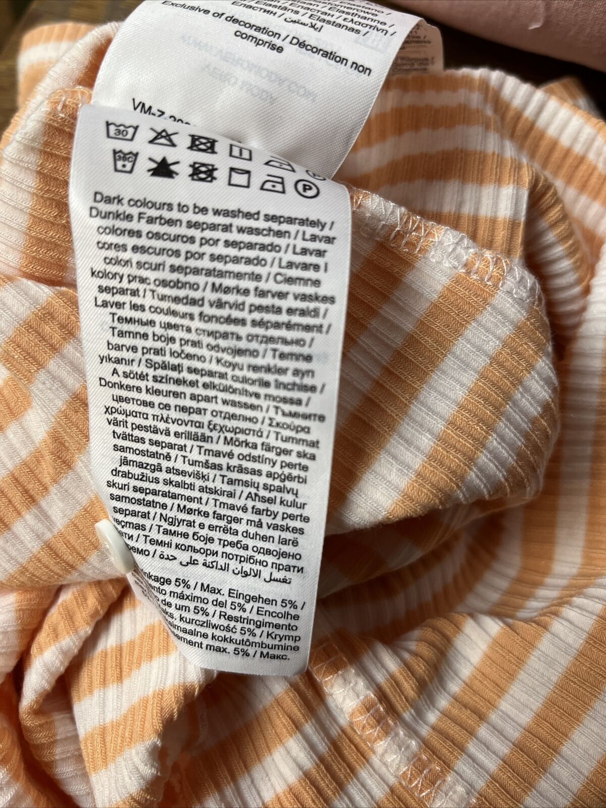 Vero Moda Aria Stripe Ribbed Camisole Women's Size MEDIUM Orange/White V-Neck