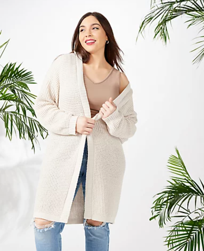 Girl With Curves Textured Cardigan Stone XL A493098