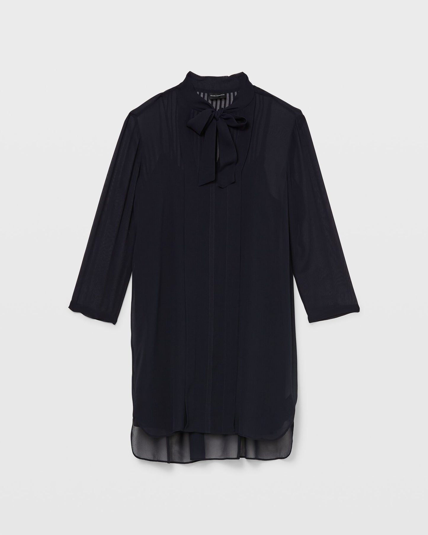 Club Monaco Womens Dress Size 4 Navy Blue Silk Pintuck Tunic Style NWD
