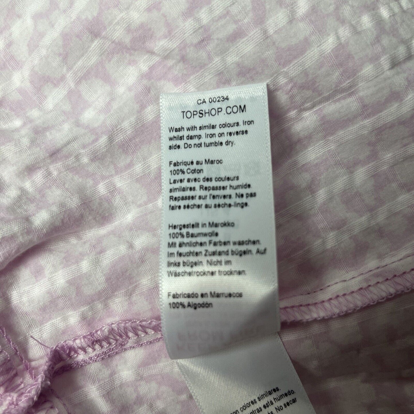 Topshop Women's Size 4 Pink White Sleeveless 100%Cotton String Neck Tie Dress