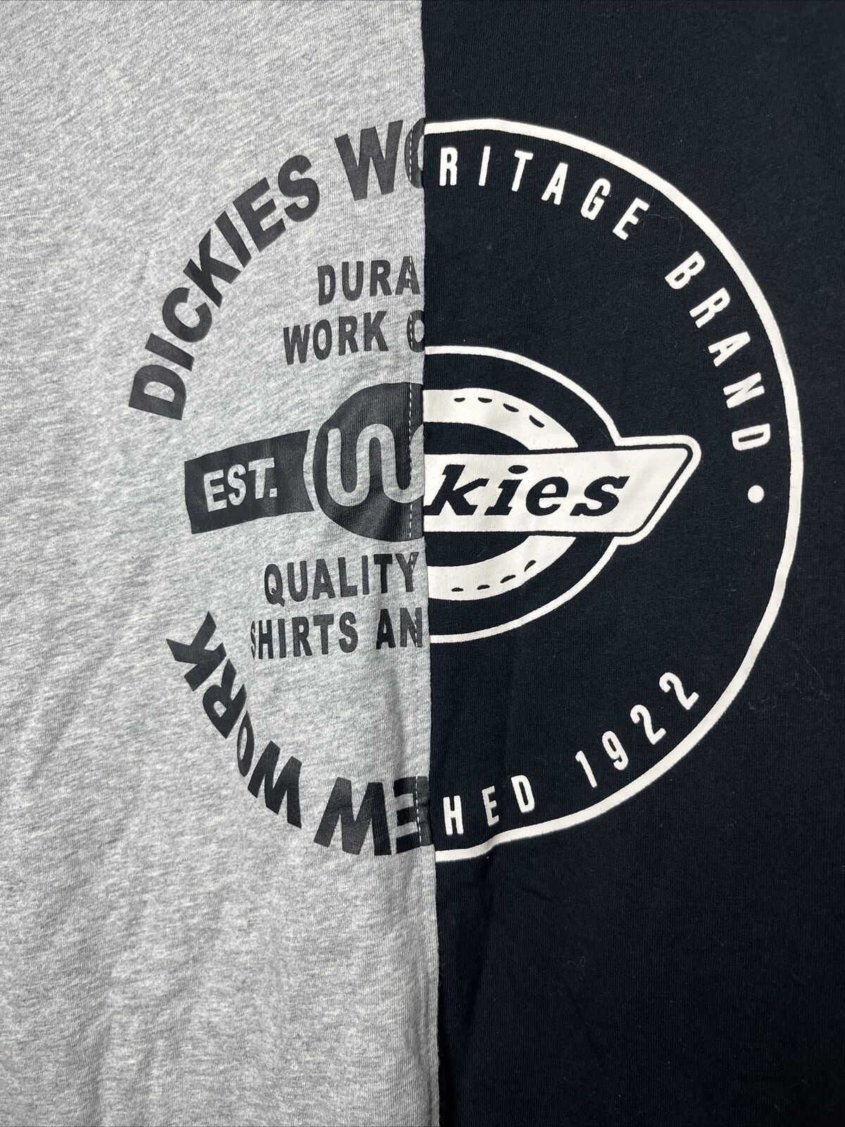 Dickies Split Up Black and Heather Grey Boyfriend Women's T-Shirt Size XS