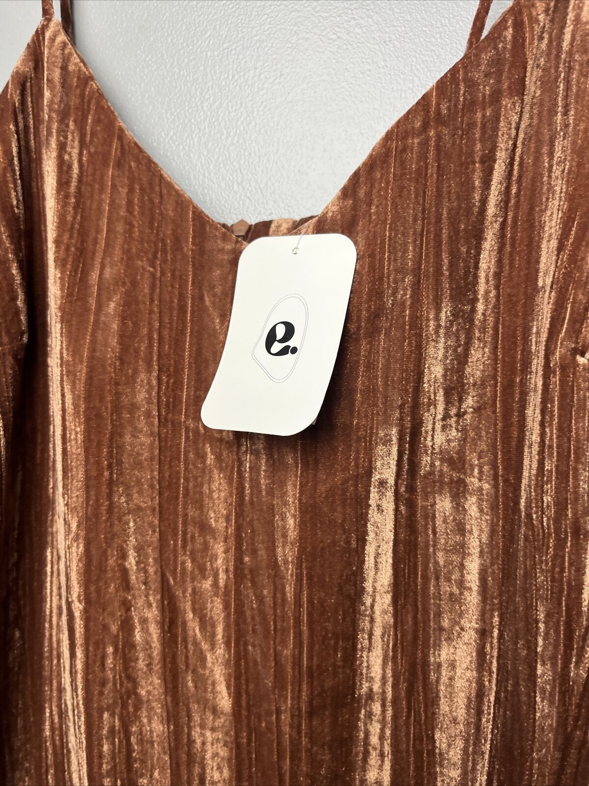 Elodie Women's V-Neck Velvet Cami Dress in Clay, Size Large