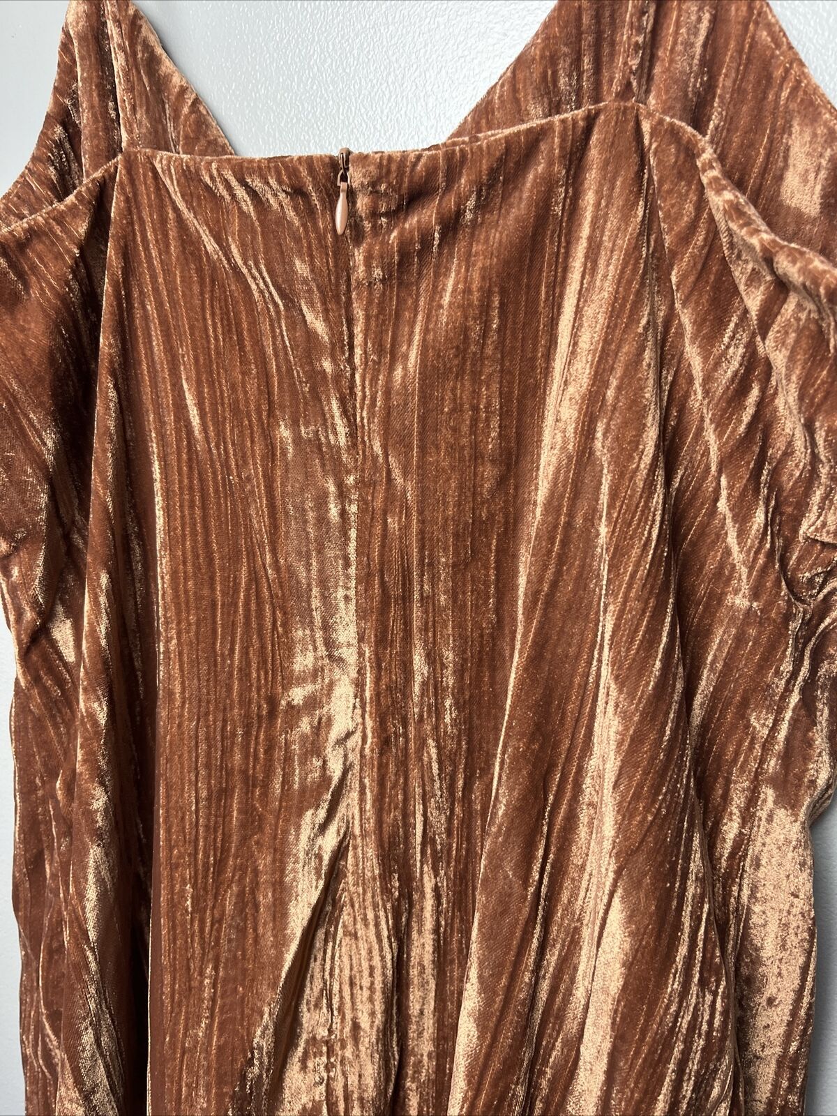 Elodie Women's V-Neck Velvet Cami Dress in Clay, Size Large