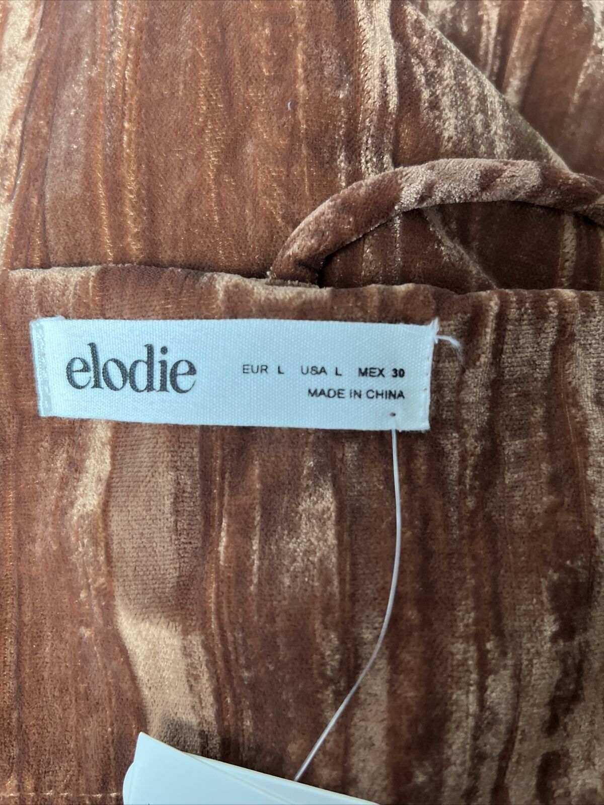 Elodie Women's V-Neck Velvet Cami Dress in Clay, Size Large