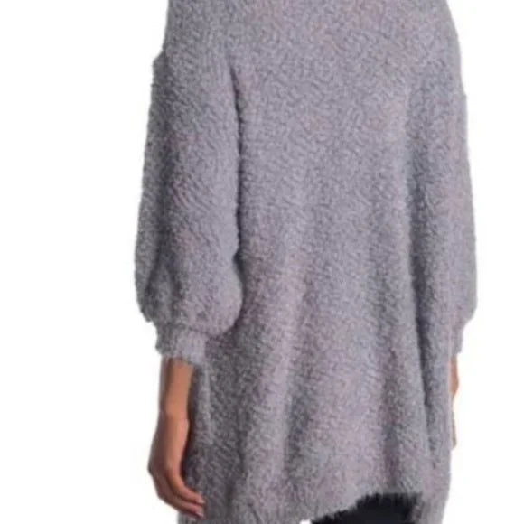 FRNCH Size S/M Soft Eyelash Boucle Knit Cardigan Gray Open Front Sweater - New