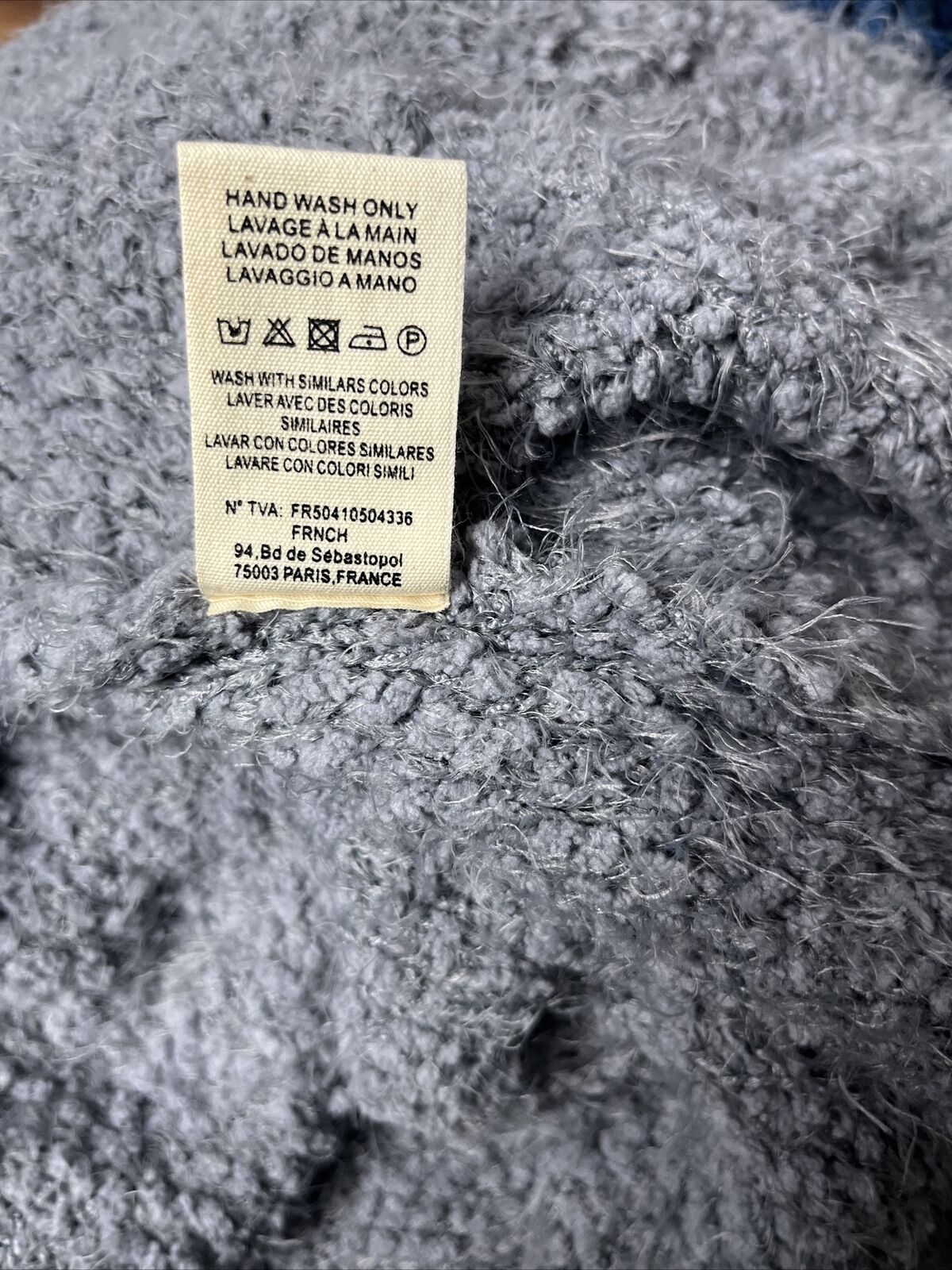 FRNCH Size S/M Soft Eyelash Boucle Knit Cardigan Gray Open Front Sweater - New