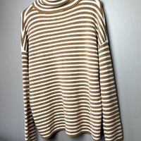 French Connection Tan Striped Turtleneck Sweater Size Small