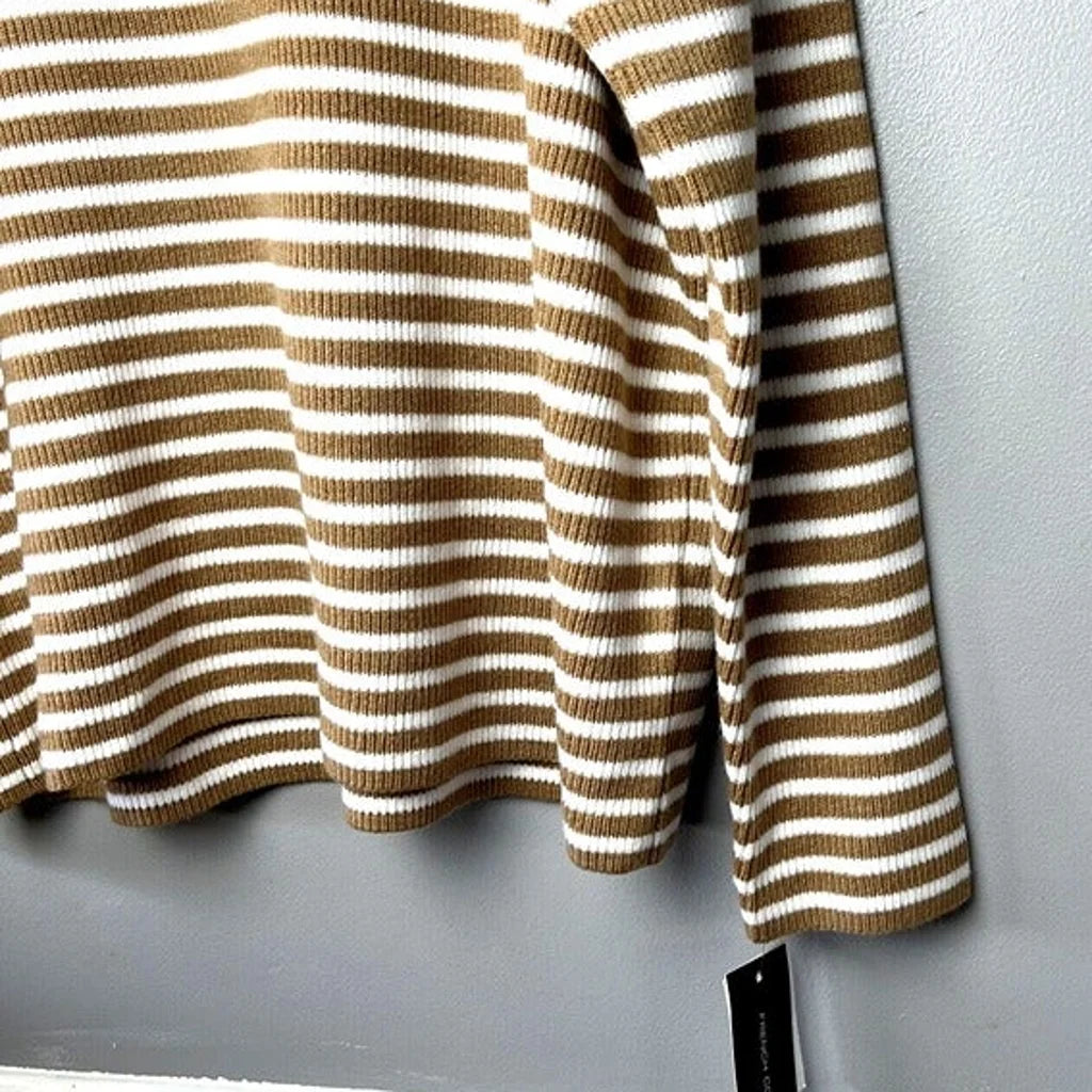 French Connection Tan Striped Turtleneck Sweater Size Small