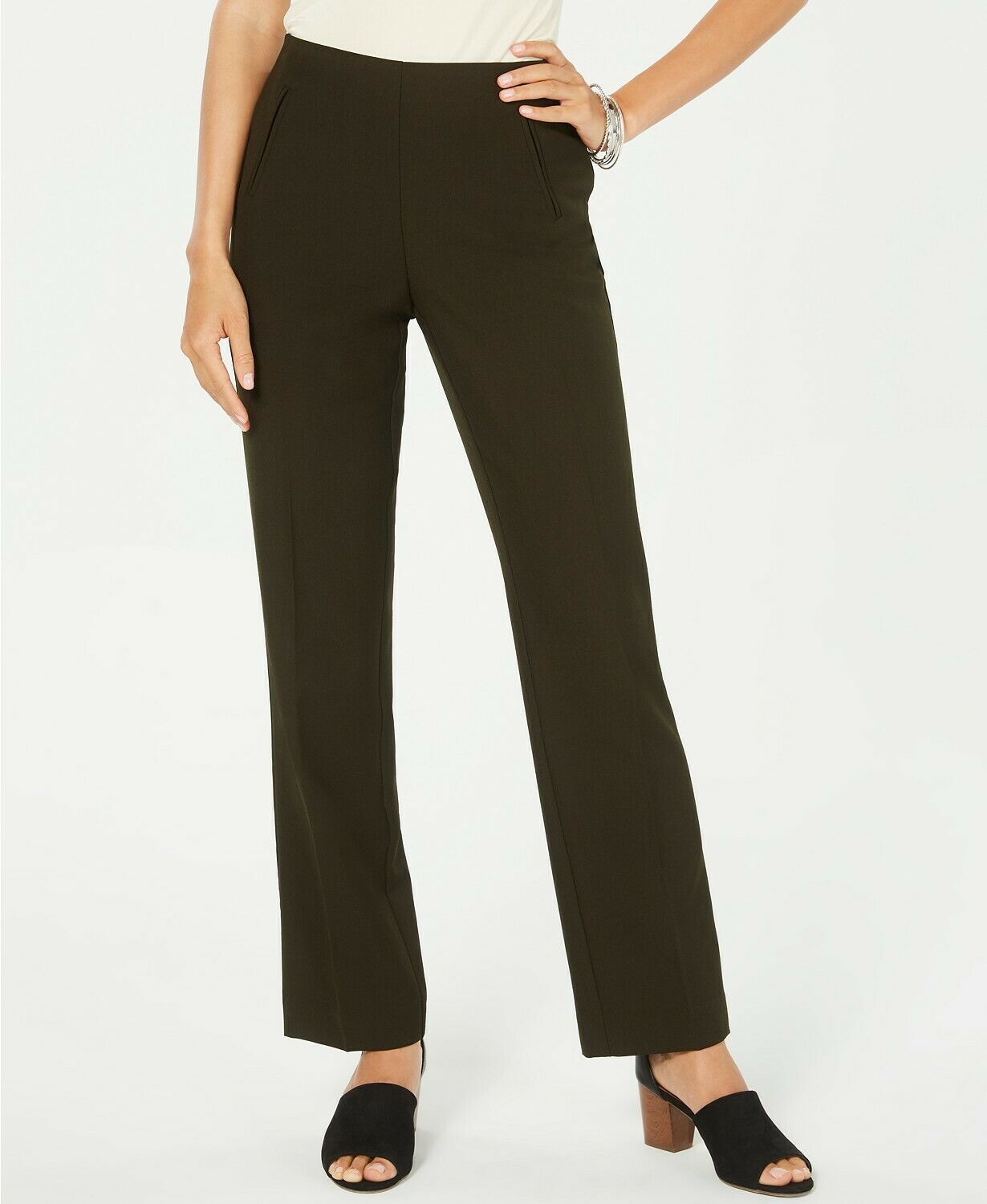 Style & Co Women's KE Dark Forest Tummy-Control Straight-Leg Pants, Size 6S