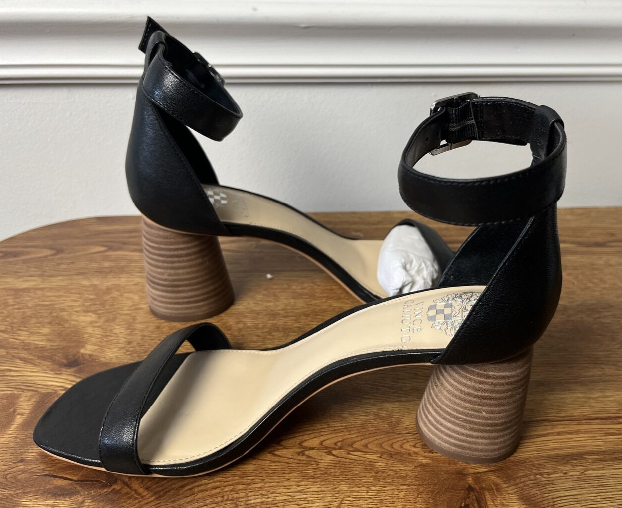 Vince Camuto Leather Two-Piece Heeled Sandals-Mejorla-Black Leather-10M-A377034