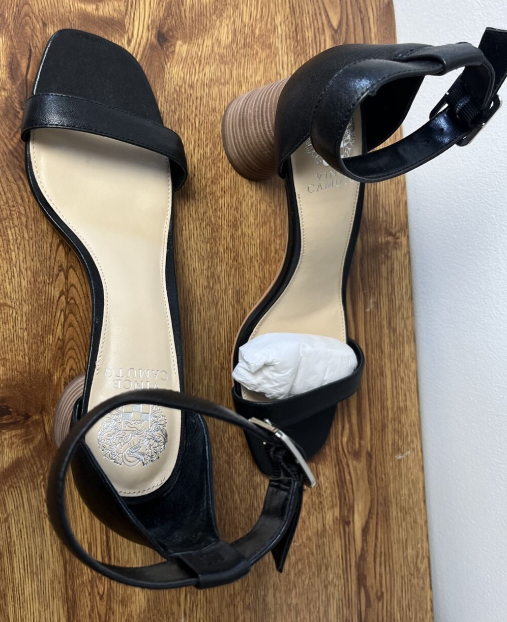 Vince Camuto Leather Two-Piece Heeled Sandals-Mejorla-Black Leather-10M-A377034