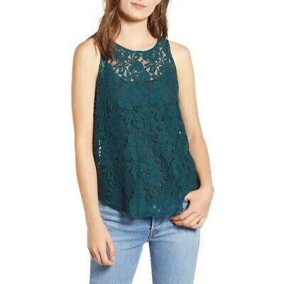 Hinge Women's Green bug Lace Tank Top Size S $48