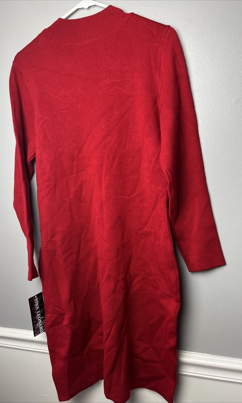 Women's Nina Leonard Studded Red Sweater Dress Size LARGE
