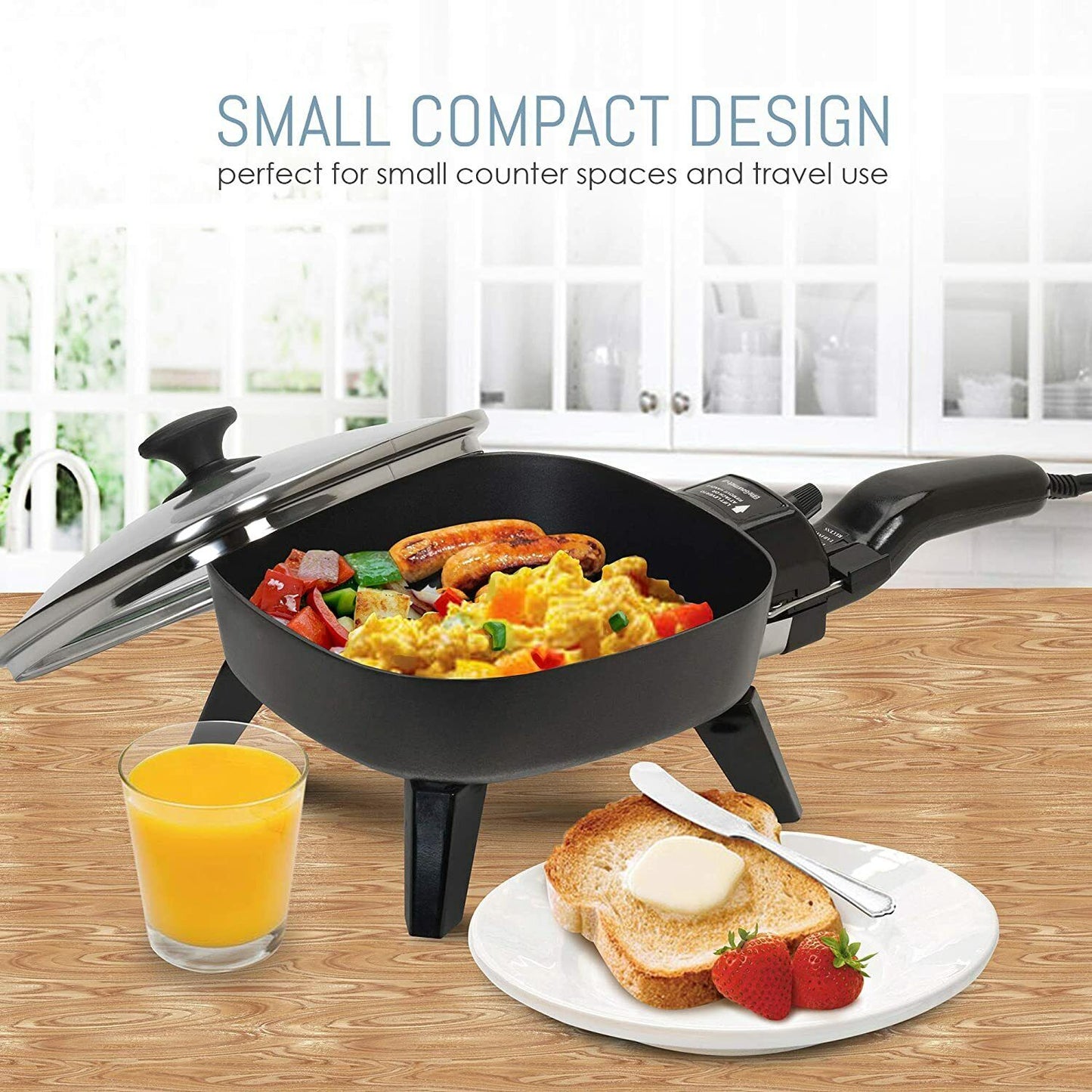 Elite Gourmet EFS-400 Personal Stir Fry Griddle Pan Non-stick Electric Skillet