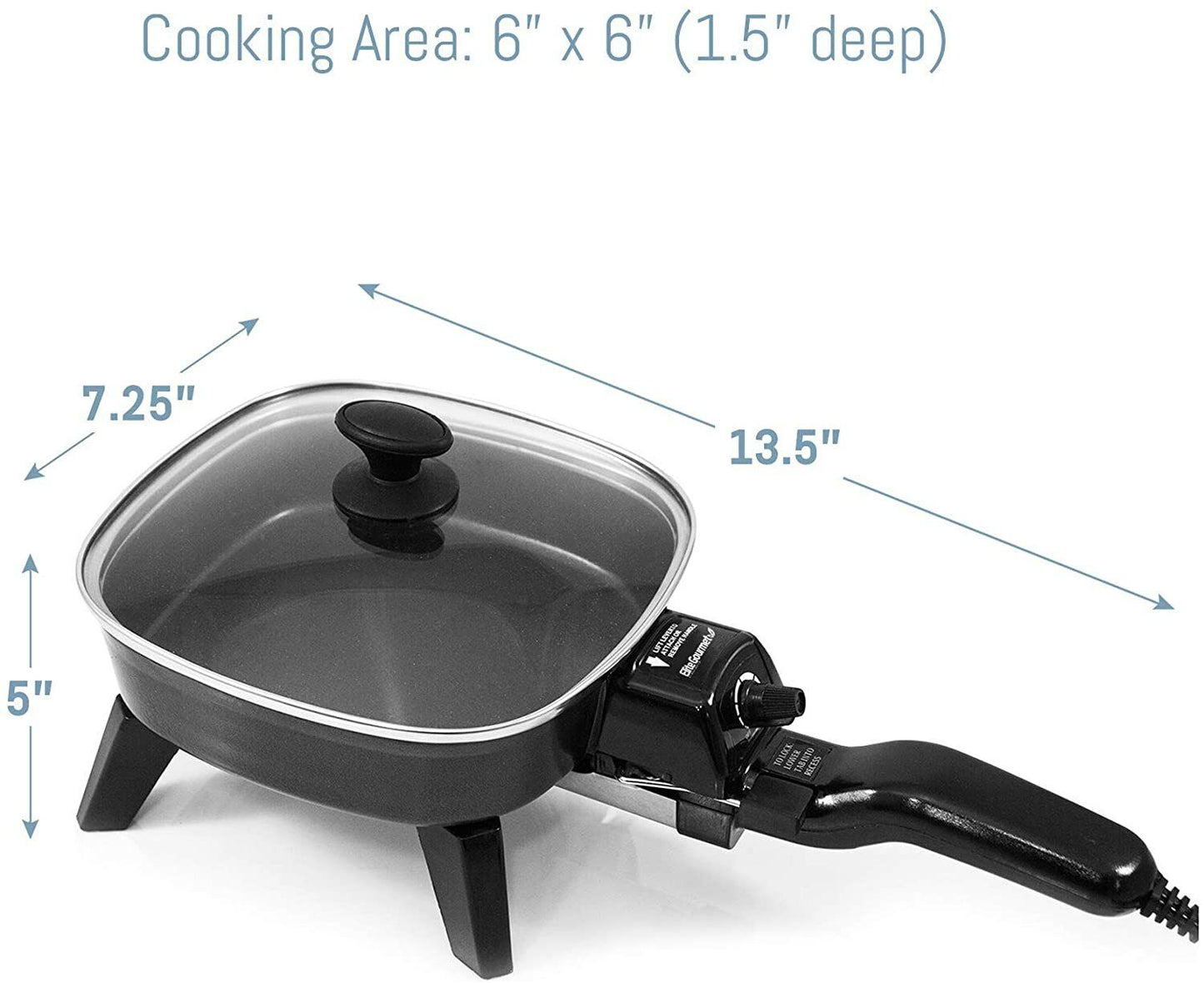 Elite Gourmet EFS-400 Personal Stir Fry Griddle Pan Non-stick Electric Skillet