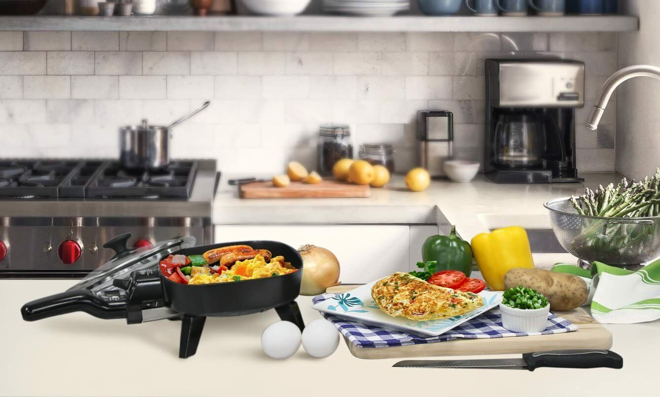 Elite Gourmet EFS-400 Personal Stir Fry Griddle Pan Non-stick Electric Skillet