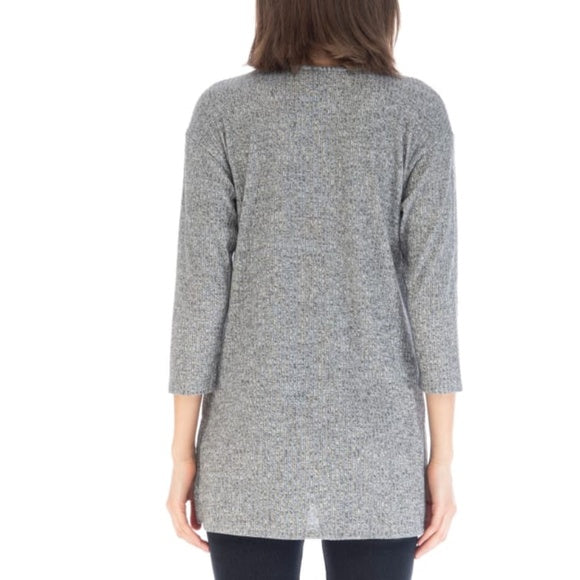 NWT Bobeau Heather Grey 3/4 Sleeve Rib Knit Tunic, Small