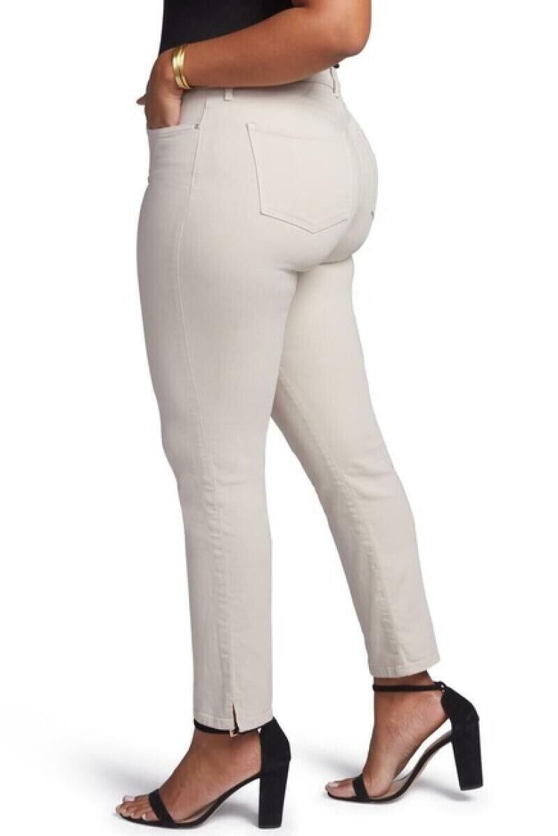 NYDJ Curves 360 Womens Slim Straight Ankle Pant Denim Jean Side Slit Feather 16