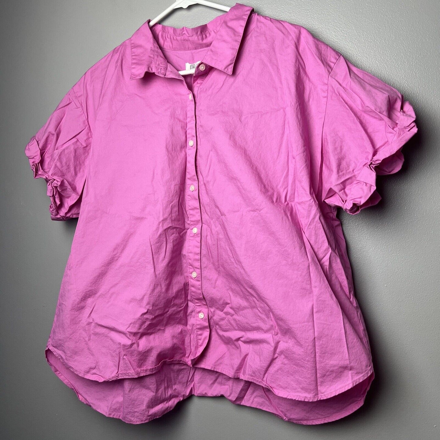 Candace Cameron Bure Women's Top Sz L Reg Stretch Poplin Shirt Pink A480585