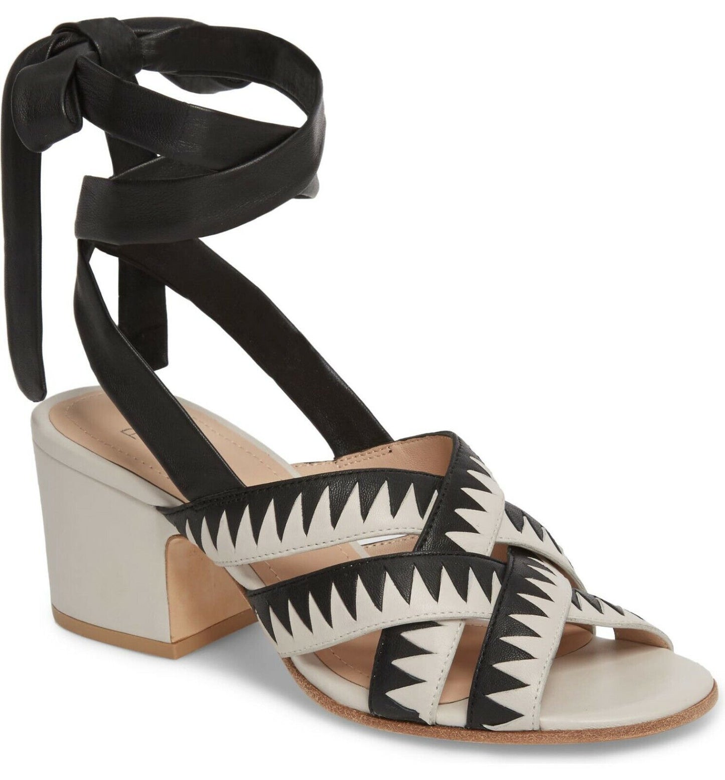 PLV Pour La Victoire Anisa Leather Ankle Wrap Heel Sandals Size 6