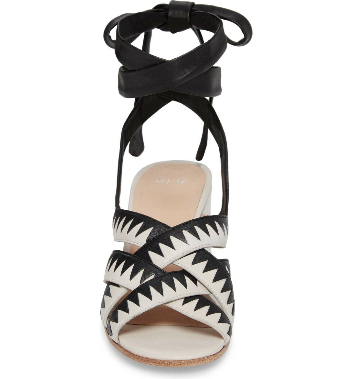 PLV Pour La Victoire Anisa Leather Ankle Wrap Heel Sandals Size 6