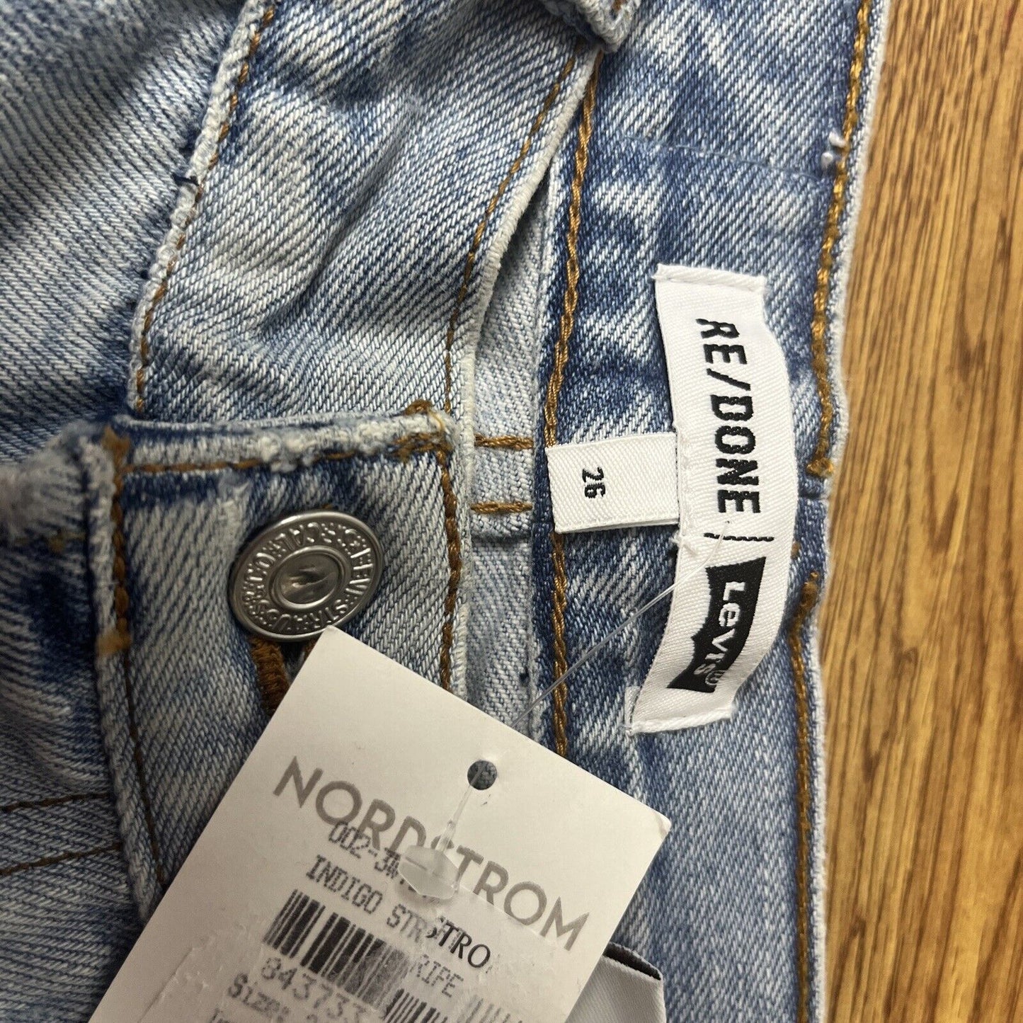 Re/done 70s Straight Leg Jeans in Indigo Stripe Size 26 $340 NWT