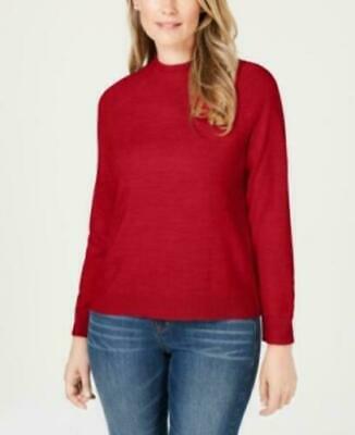 Karen Scott Women's Petite Red Mock-Neck Pullover Sweater, Large