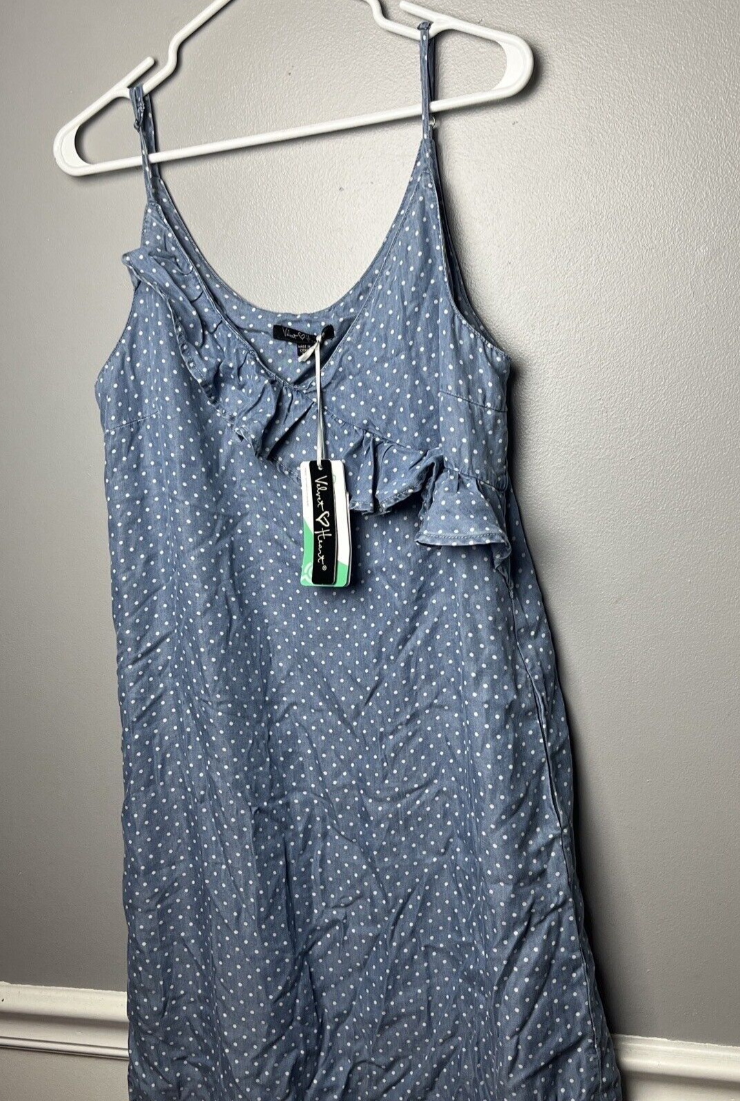 Velvet Heart Oria Ruffle Polka Dot Midi Slip Dress Size Medium