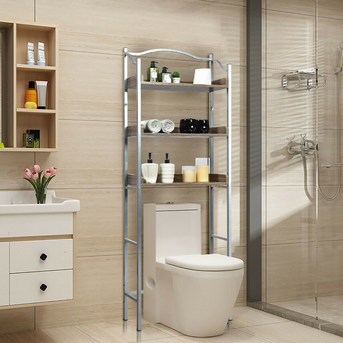 Heavy Duty Over The Toilet Storage Cabinet Shelf