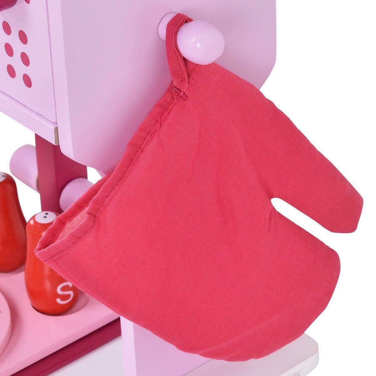 Little Girls Large Wooden Kids Play Kitchen Toy Set