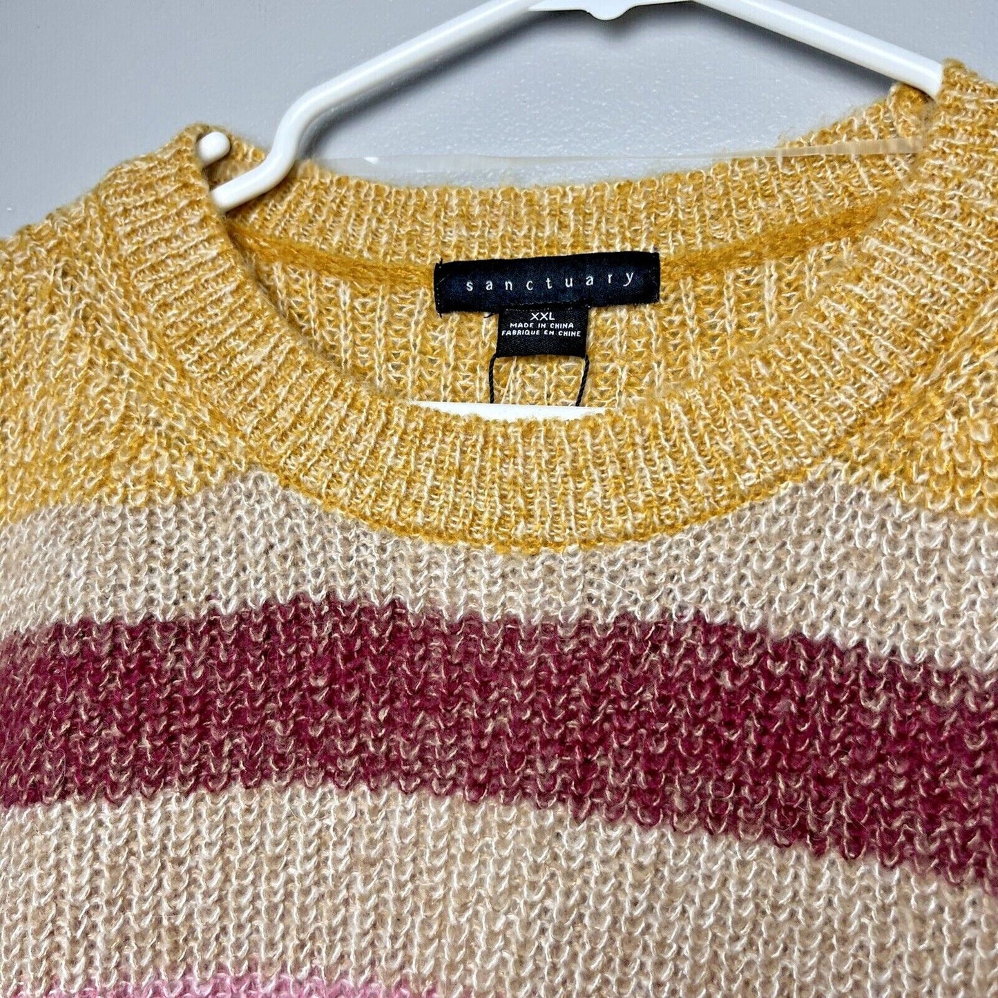 Sanctuary Women's Blur The Lines Striped Sweater, Garnet Stripe, XXL
