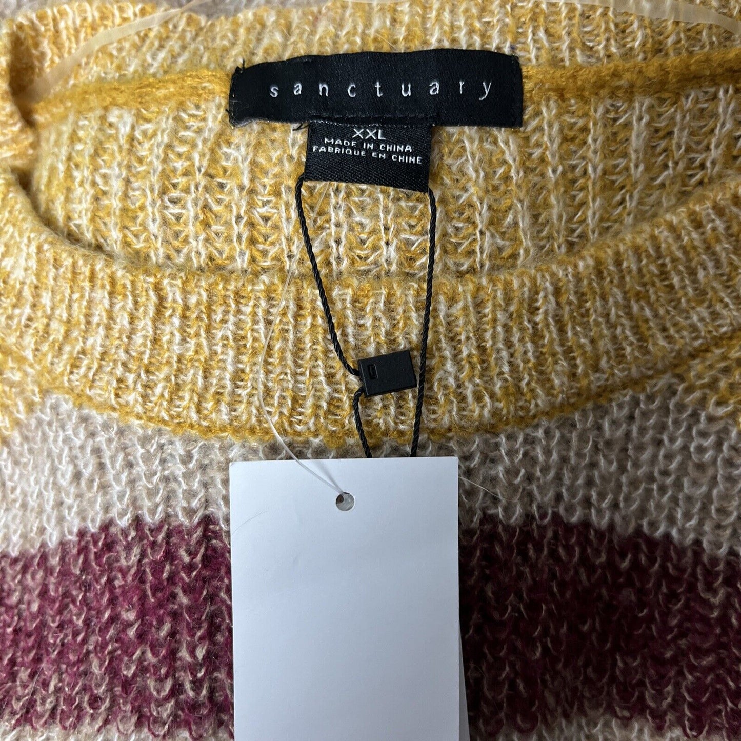 Sanctuary Women's Blur The Lines Striped Sweater, Garnet Stripe, XXL