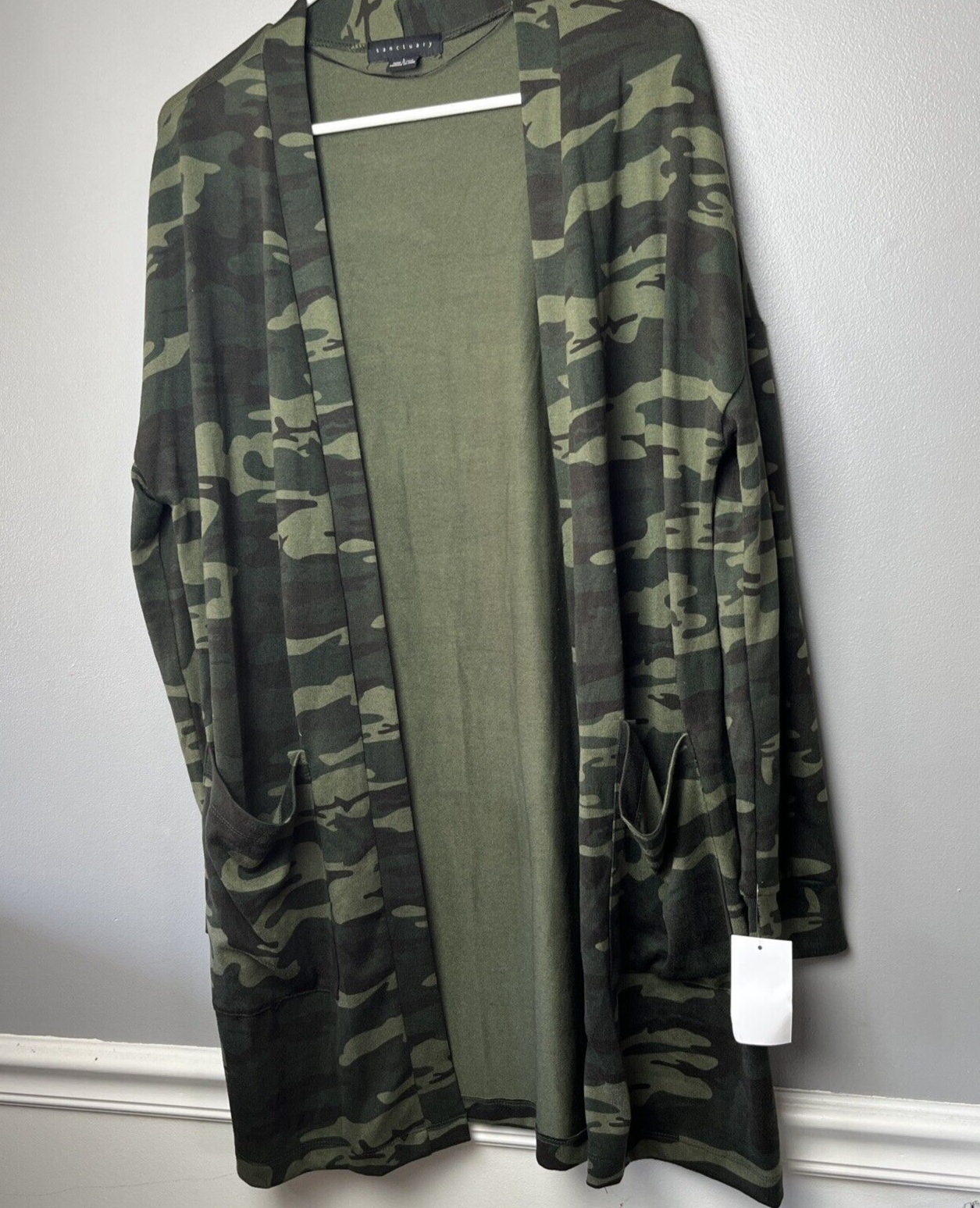SANCTUARY Cardigan Open Front Jersey Camouflage Women's Size Large NEW NWT N117