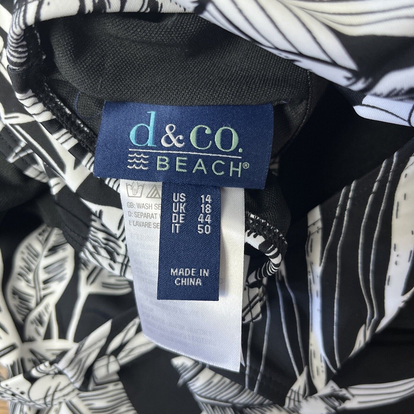 Denim & Co. Beach V-Neck Wrap Front Swim Dress (Black Tropical, Size 14) A468465