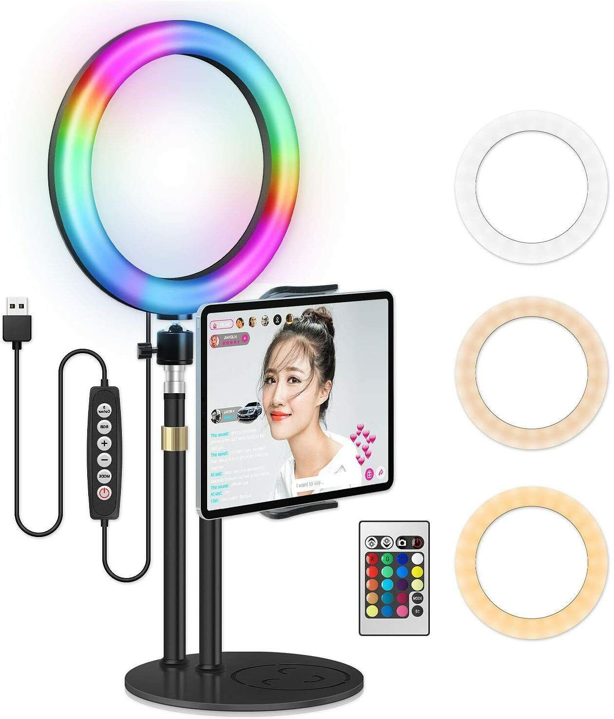 YingnuoST Selfie RGB Ring Light: LED Color Changing 10‘’ Circle Lighting