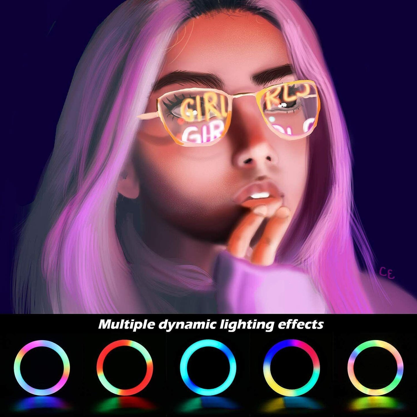 YingnuoST Selfie RGB Ring Light: LED Color Changing 10‘’ Circle Lighting