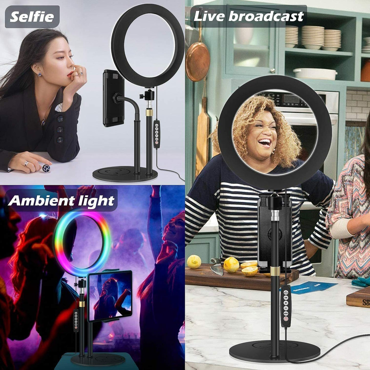 YingnuoST Selfie RGB Ring Light: LED Color Changing 10‘’ Circle Lighting