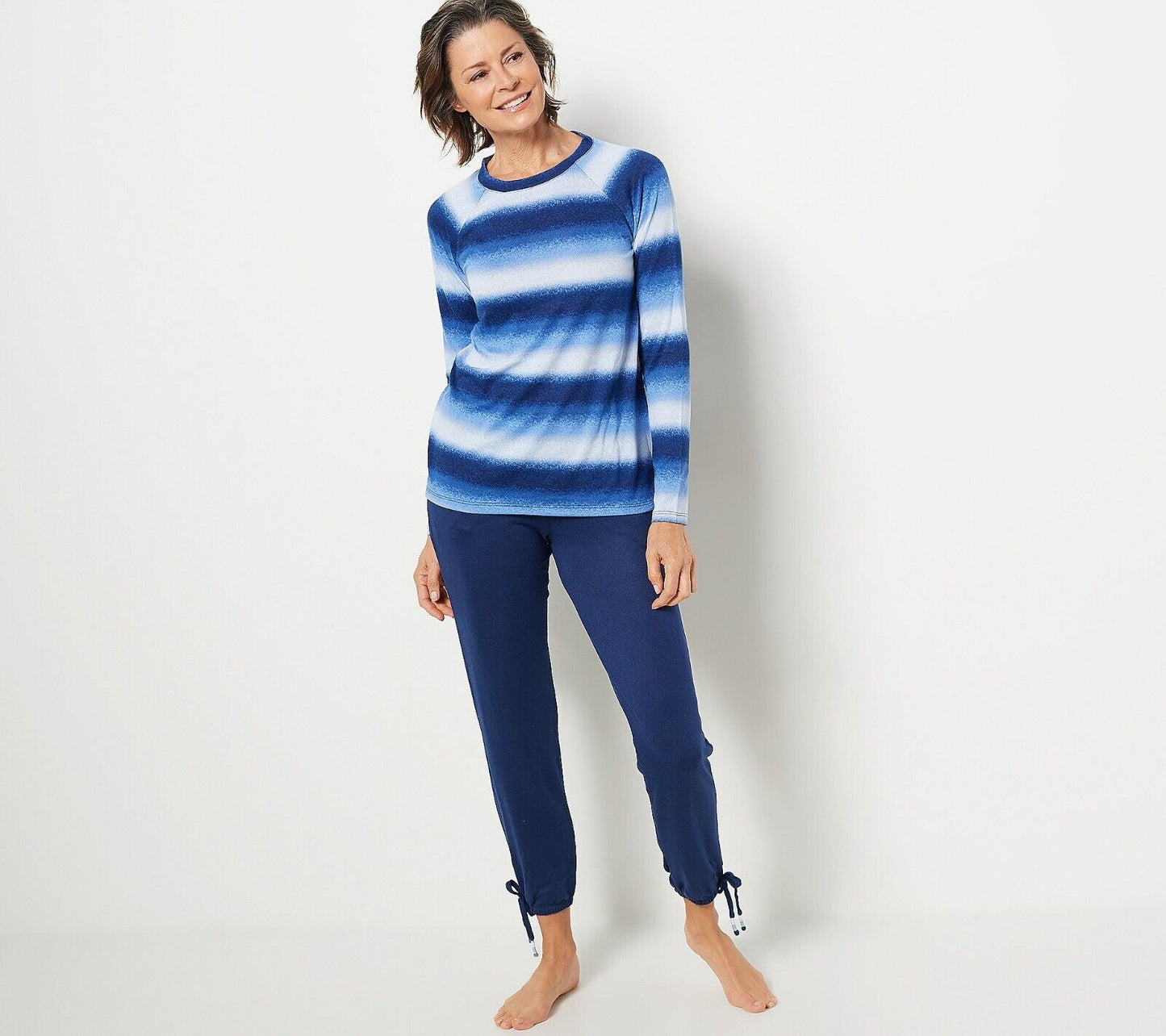 Cuddl Duds Regular Ombre Tie-Dye Sleep Set (Blue Ombre, Petite X-Small) A454733