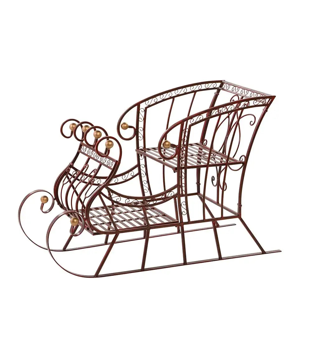 Plow & Hearth Red Metal Holiday Sleigh