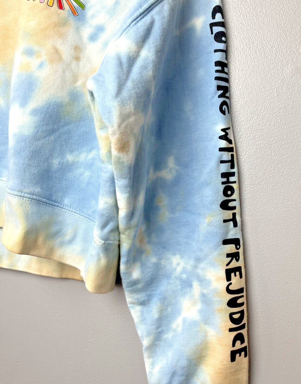 Cross Colours Cropped Sweatshirt Size S Tie Dye Long Sleeve Graphic Sweater