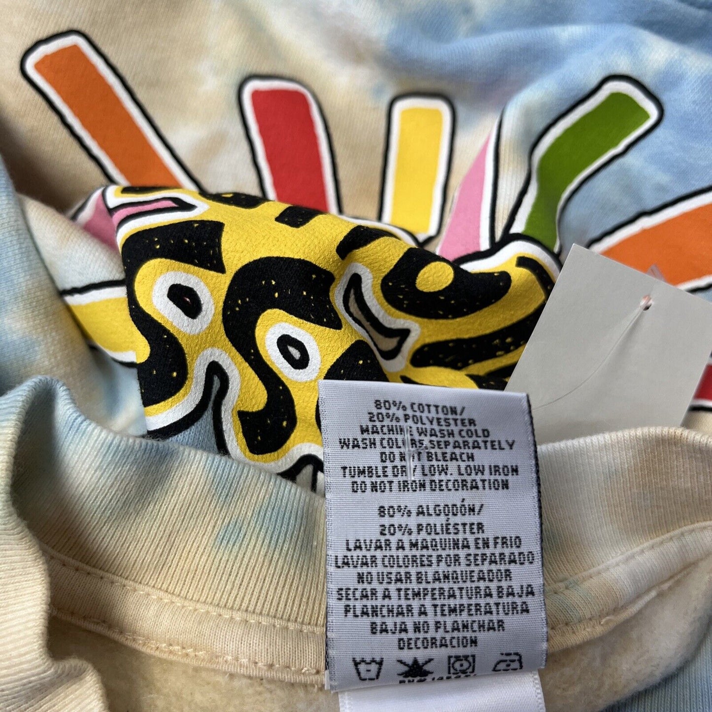 Cross Colours Cropped Sweatshirt Size S Tie Dye Long Sleeve Graphic Sweater