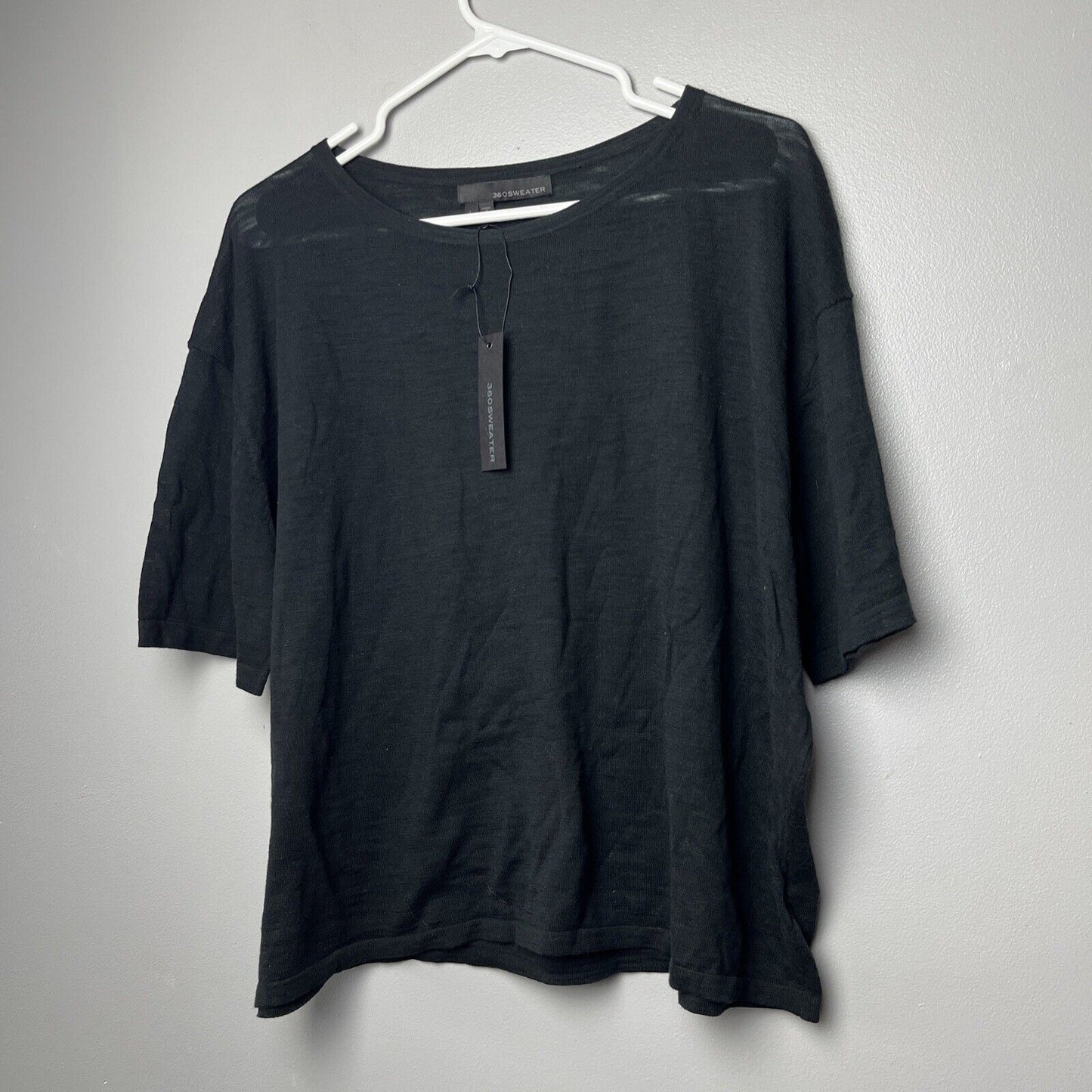 360 Sweater Women's Wide Neck Top Black Size Large NWT