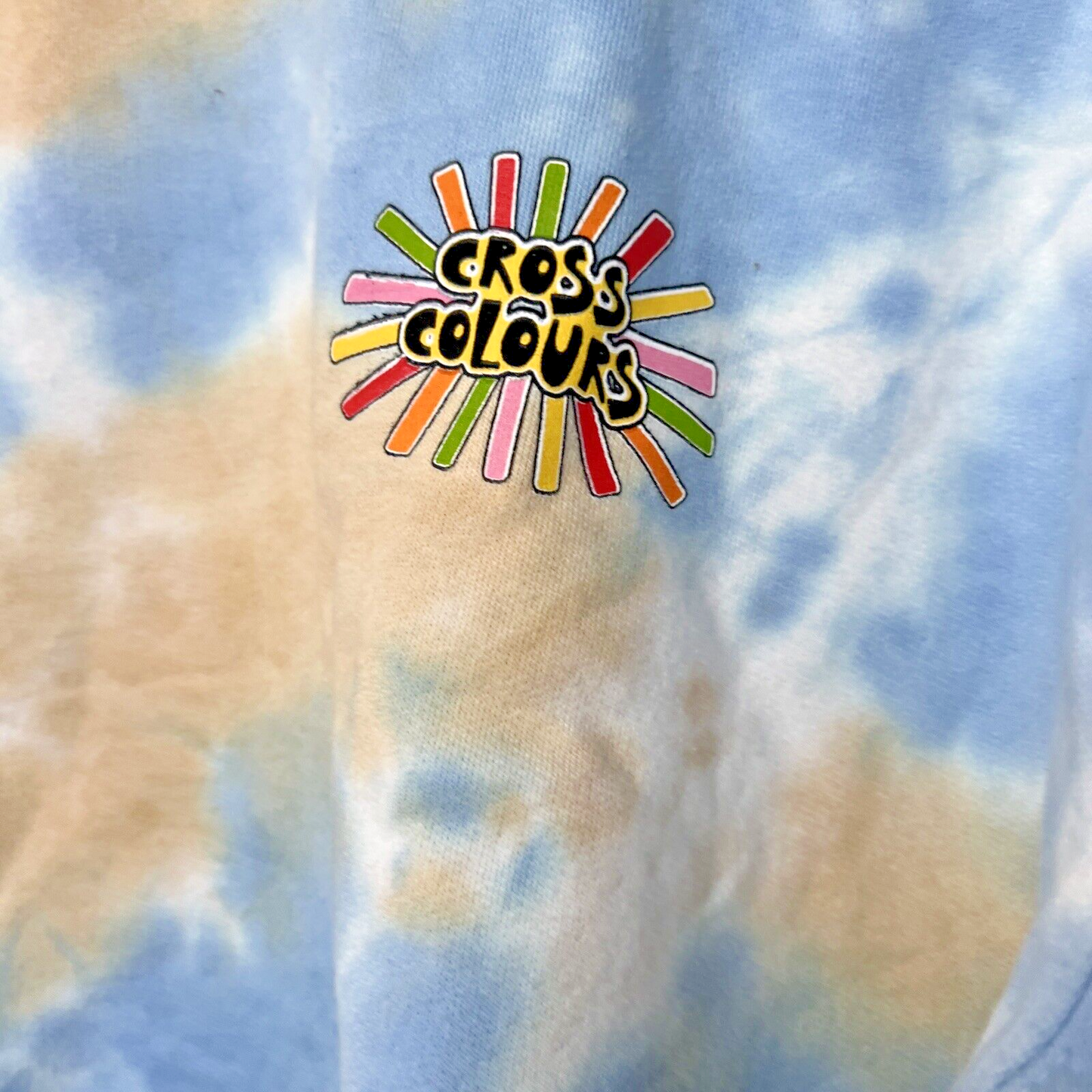 Cross Colours Cropped Sweatshirt Size S Tie Dye Long Sleeve Graphic Sweater